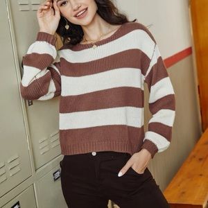 Striped Drop Shoulder Sweater Size Large